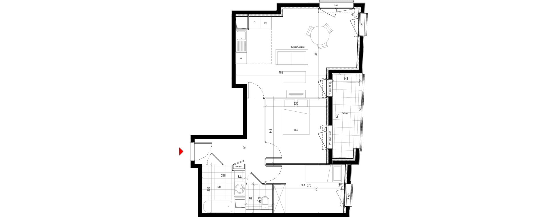 Appartement T3 de 62,38 m2 &agrave; Aubervilliers Paul bert