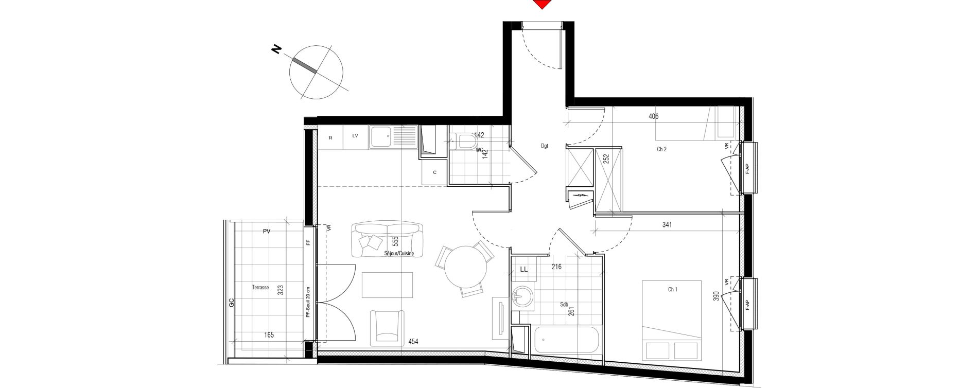 Appartement T3 de 57,77 m2 &agrave; Aubervilliers Paul bert