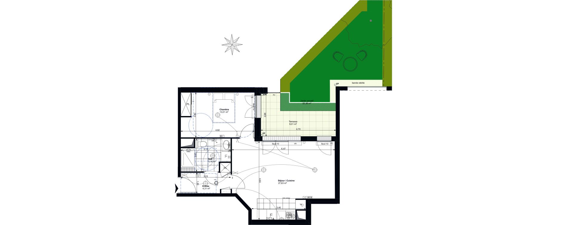 Appartement T2 de 50,11 m2 &agrave; Aubervilliers Landy