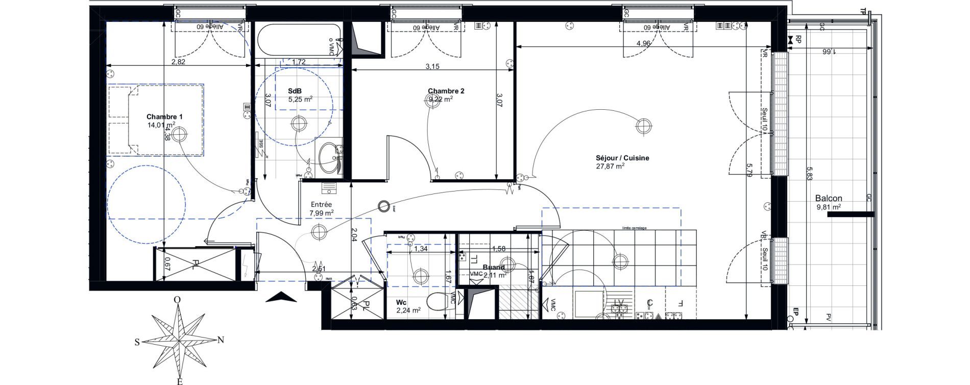 Appartement T3 de 68,69 m2 &agrave; Aubervilliers Landy