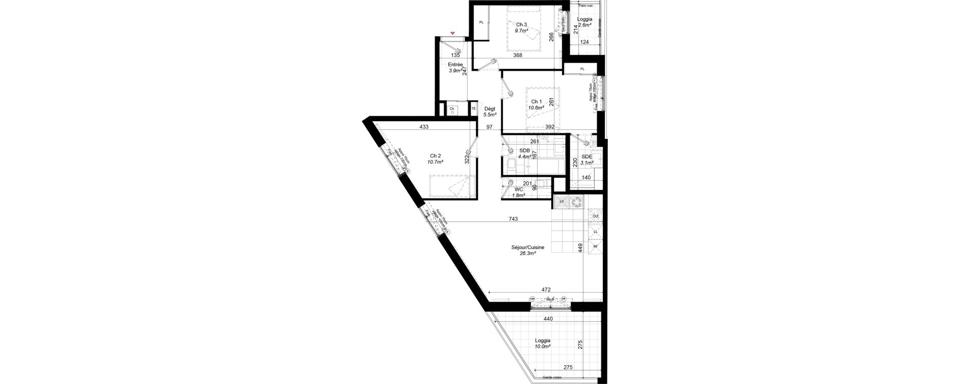 Appartement T4 de 76,00 m2 &agrave; Aubervilliers Landy