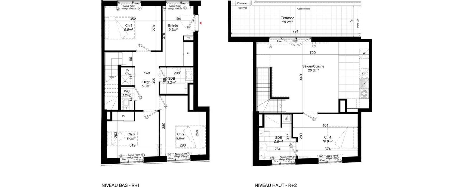 Duplex T5 de 90,30 m2 &agrave; Aubervilliers Landy