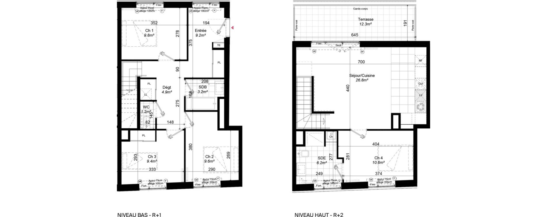 Duplex T5 de 90,90 m2 &agrave; Aubervilliers Landy