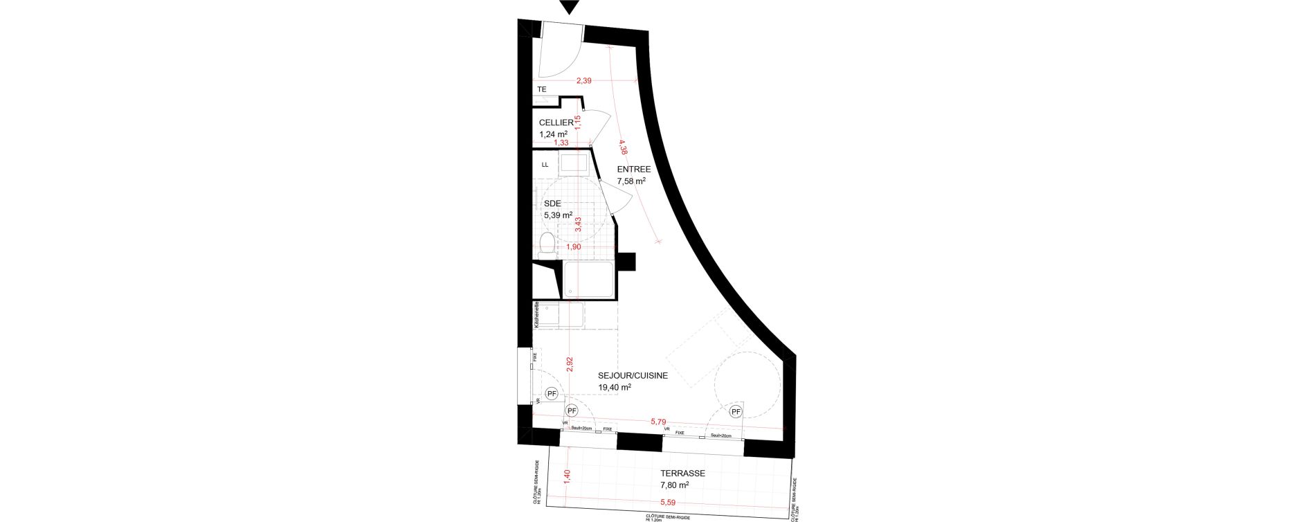 Appartement T1 de 33,61 m2 &agrave; Aubervilliers Fort d'aubervilliers