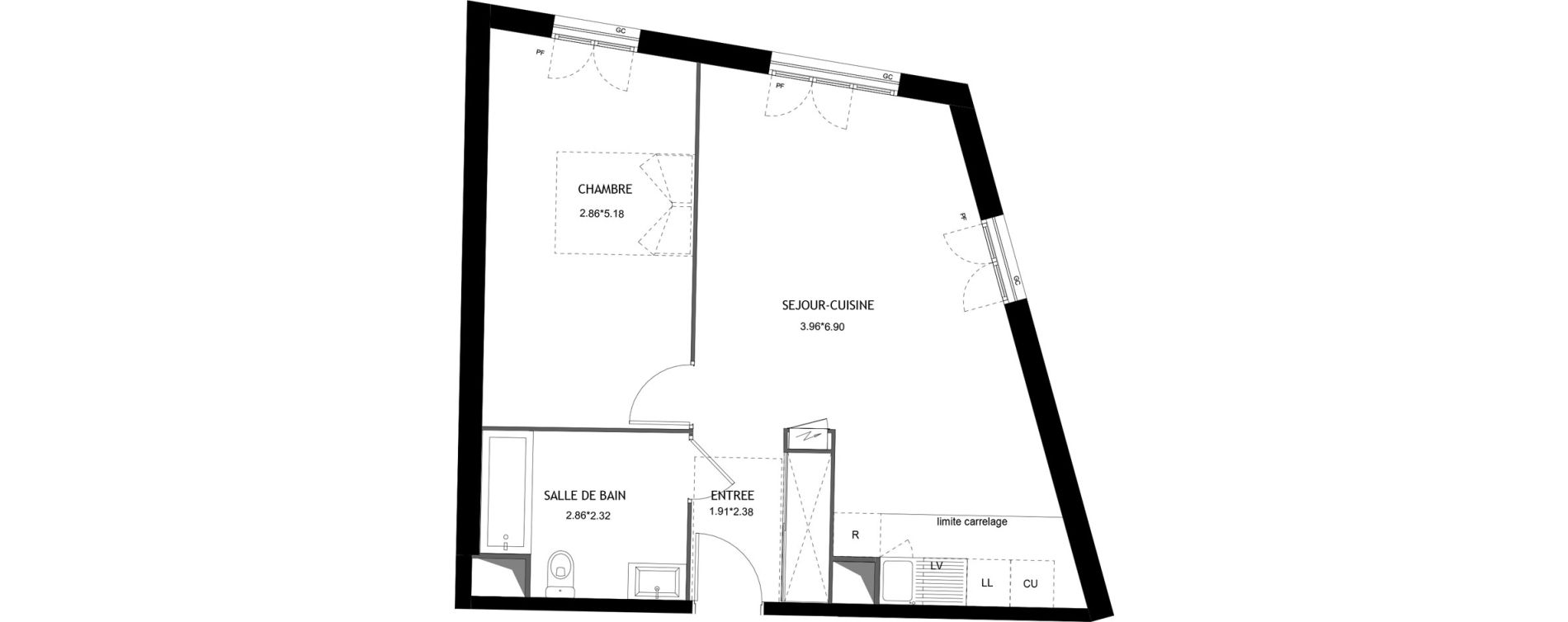 Appartement T2 de 52,10 m2 &agrave; Aubervilliers Magasins generaux