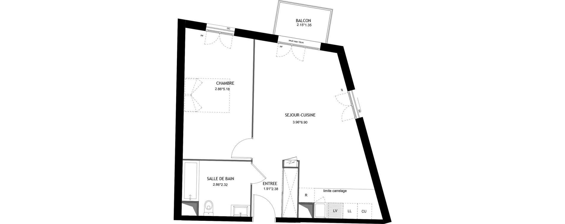 Appartement T2 de 52,20 m2 &agrave; Aubervilliers Magasins generaux