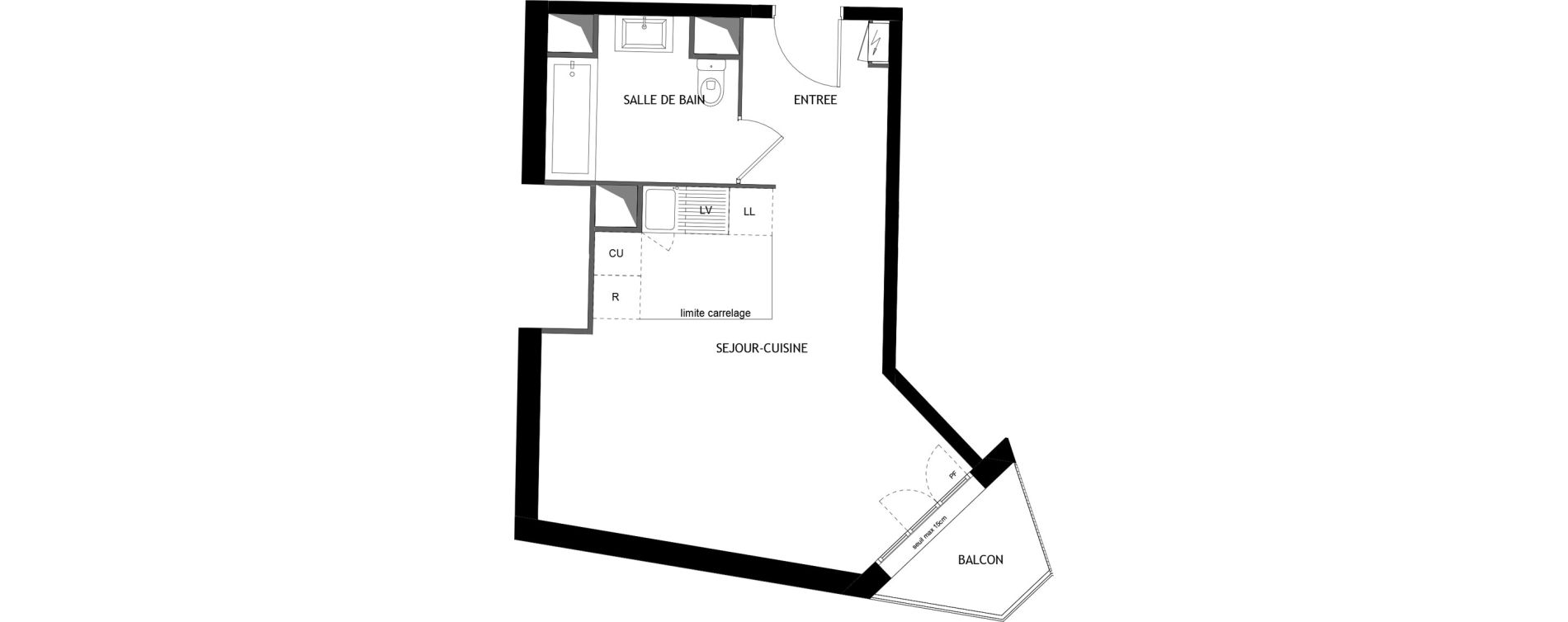 Appartement T1 de 33,20 m2 &agrave; Aubervilliers Magasins generaux