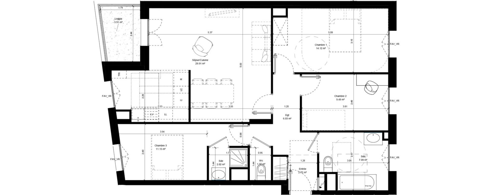 Appartement T4 de 83,89 m2 &agrave; Aubervilliers Chemin vert