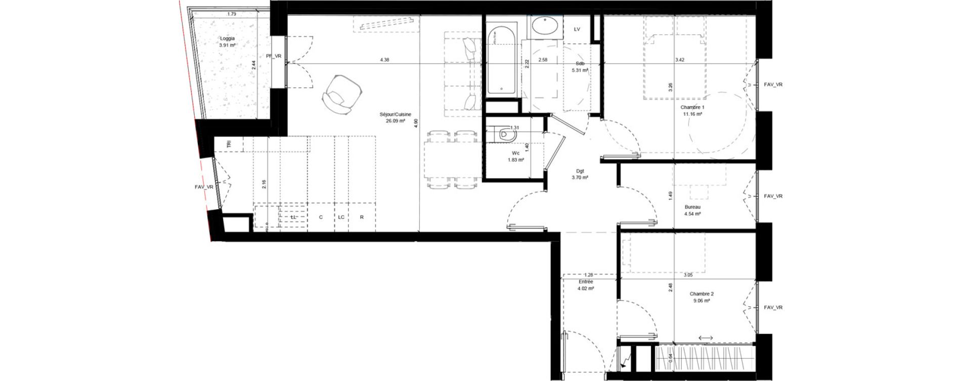 Appartement T3 de 65,73 m2 &agrave; Aubervilliers Chemin vert