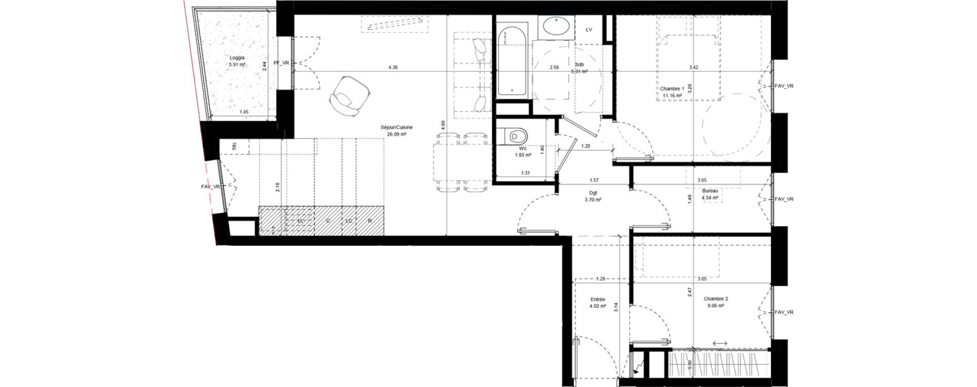 Appartement T3 de 65,73 m2 &agrave; Aubervilliers Chemin vert