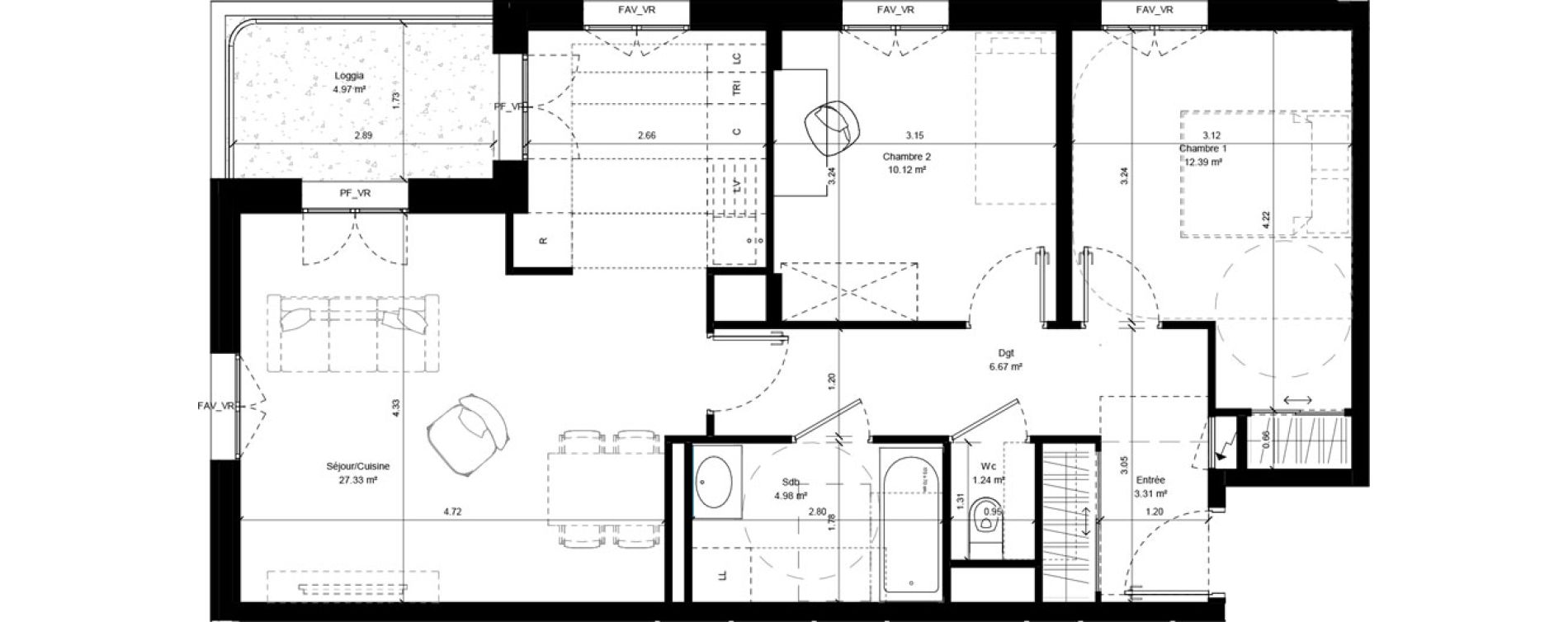 Appartement T3 de 66,03 m2 &agrave; Aubervilliers Chemin vert