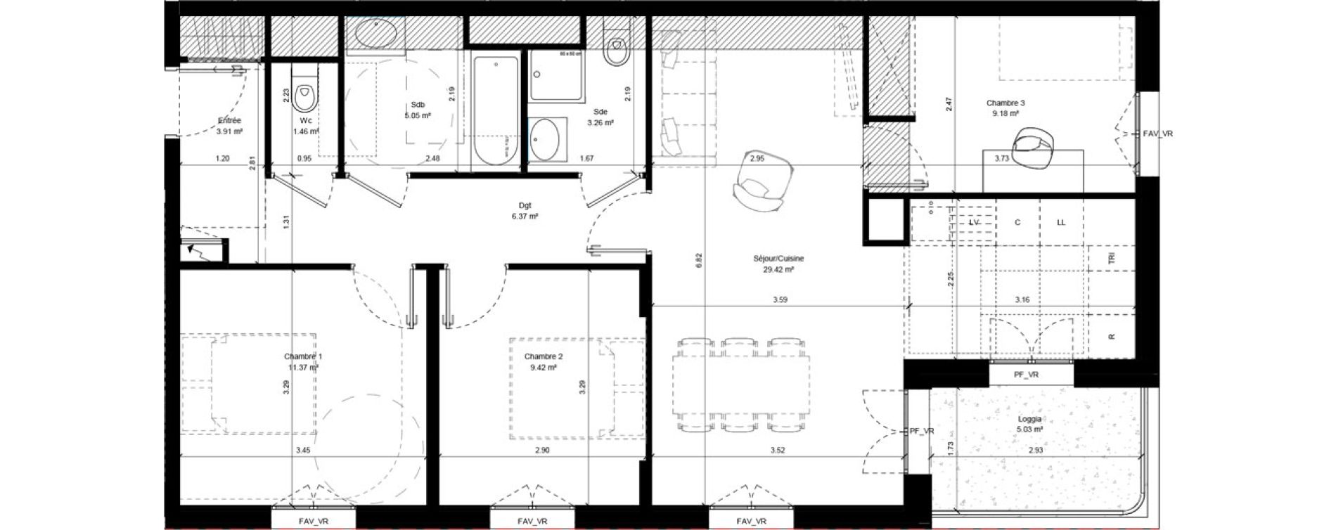 Appartement T4 de 79,46 m2 &agrave; Aubervilliers Chemin vert