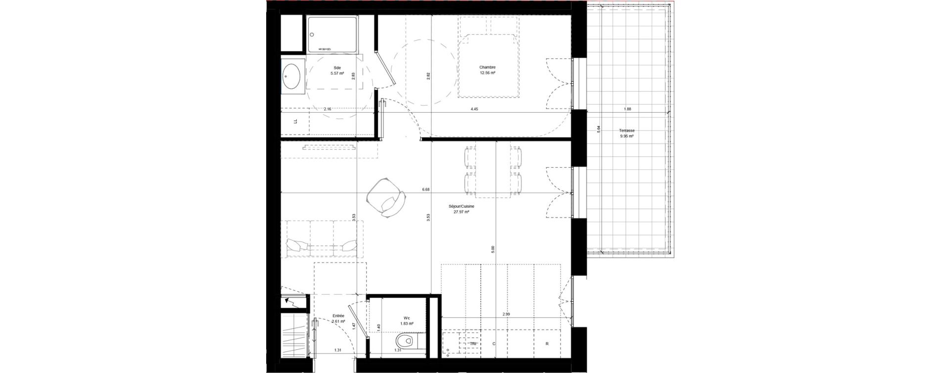 Appartement T2 de 50,55 m2 &agrave; Aubervilliers Chemin vert