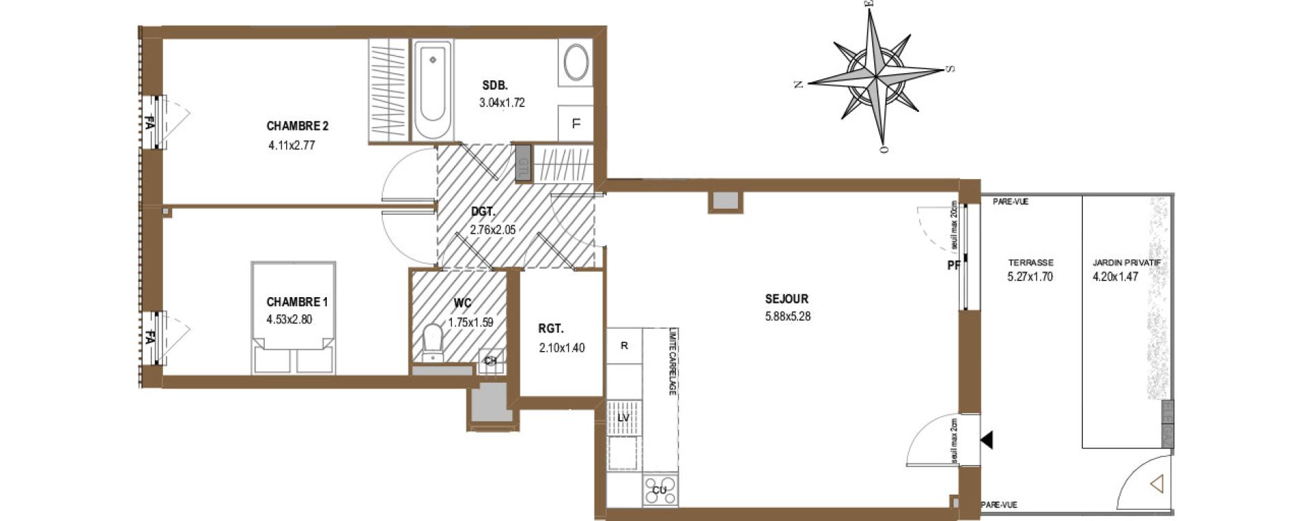 Appartement T3 de 70,55 m2 à Aubervilliers Centre