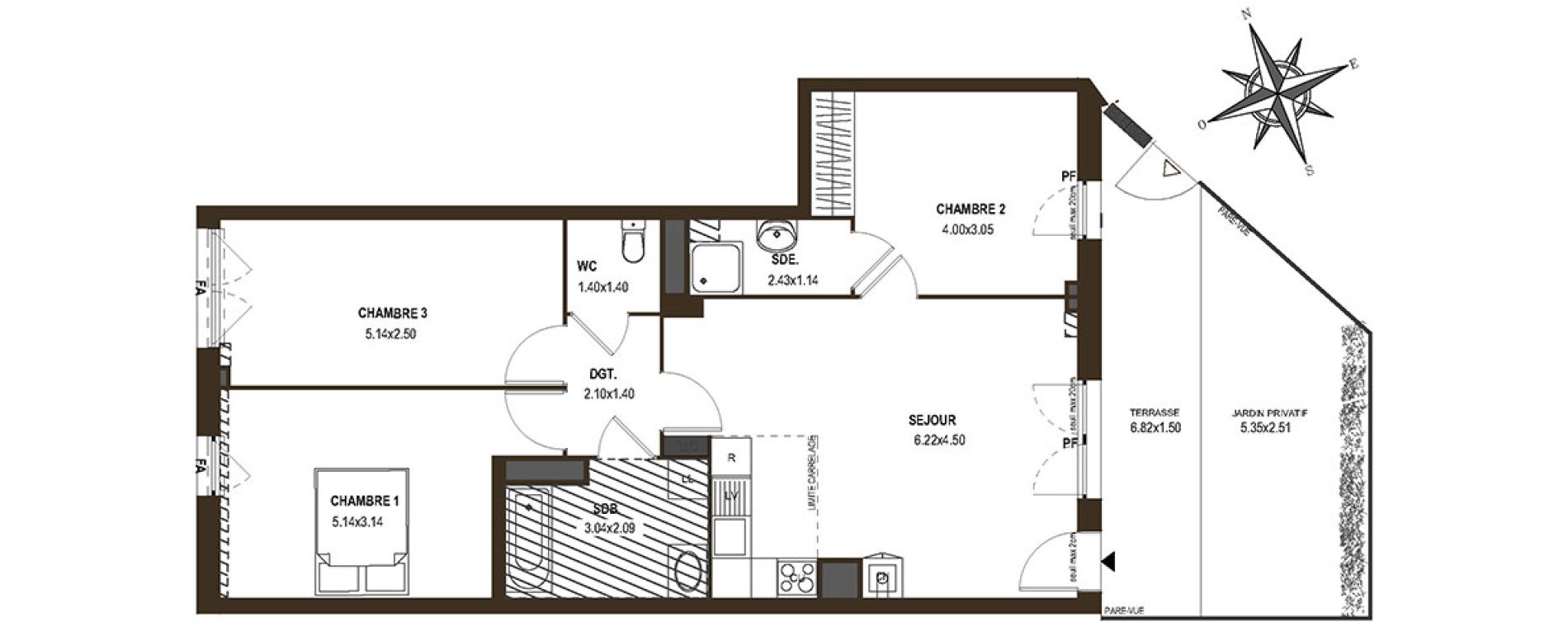 Appartement T4 de 77,37 m2 &agrave; Aubervilliers Centre