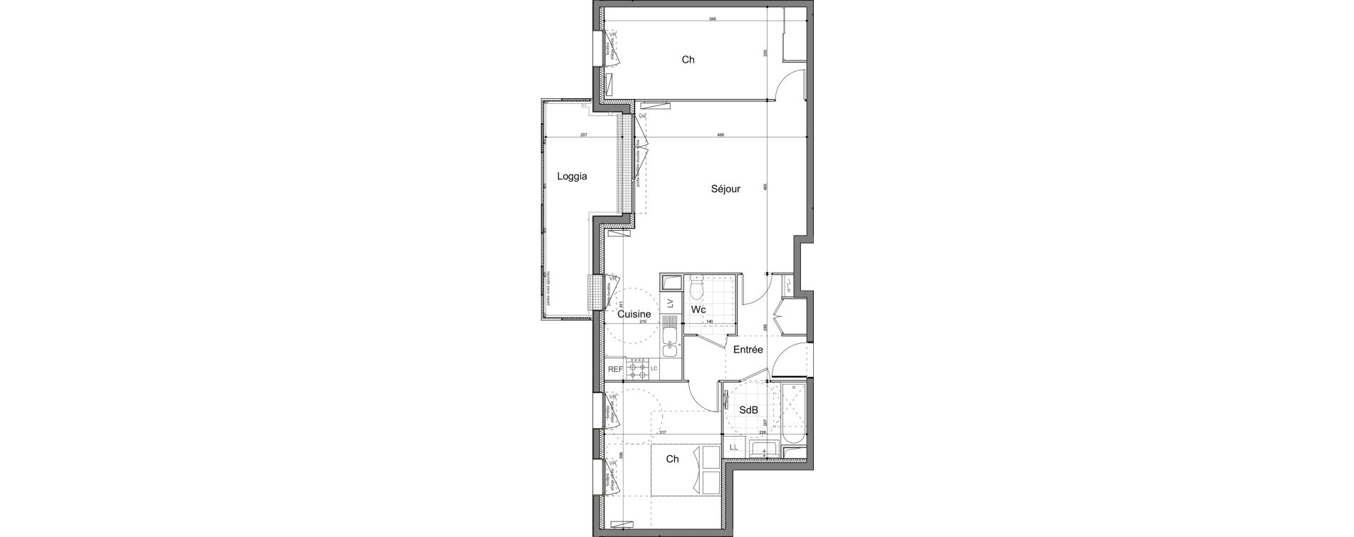 Appartement T3 de 67,66 m2 &agrave; Aubervilliers Robespierre