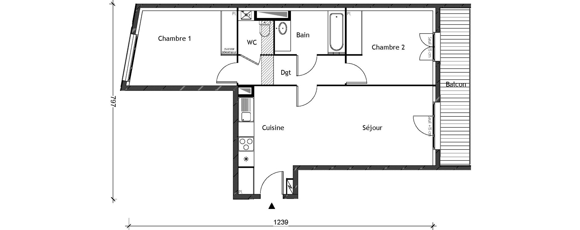 Appartement T3 de 63,43 m2 à Aulnay-Sous-Bois Mairie - vieux pays