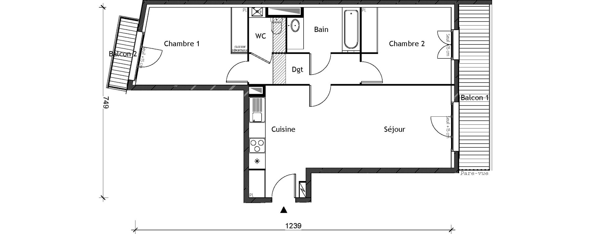 Appartement T3 de 63,43 m2 &agrave; Aulnay-Sous-Bois Mairie - vieux pays