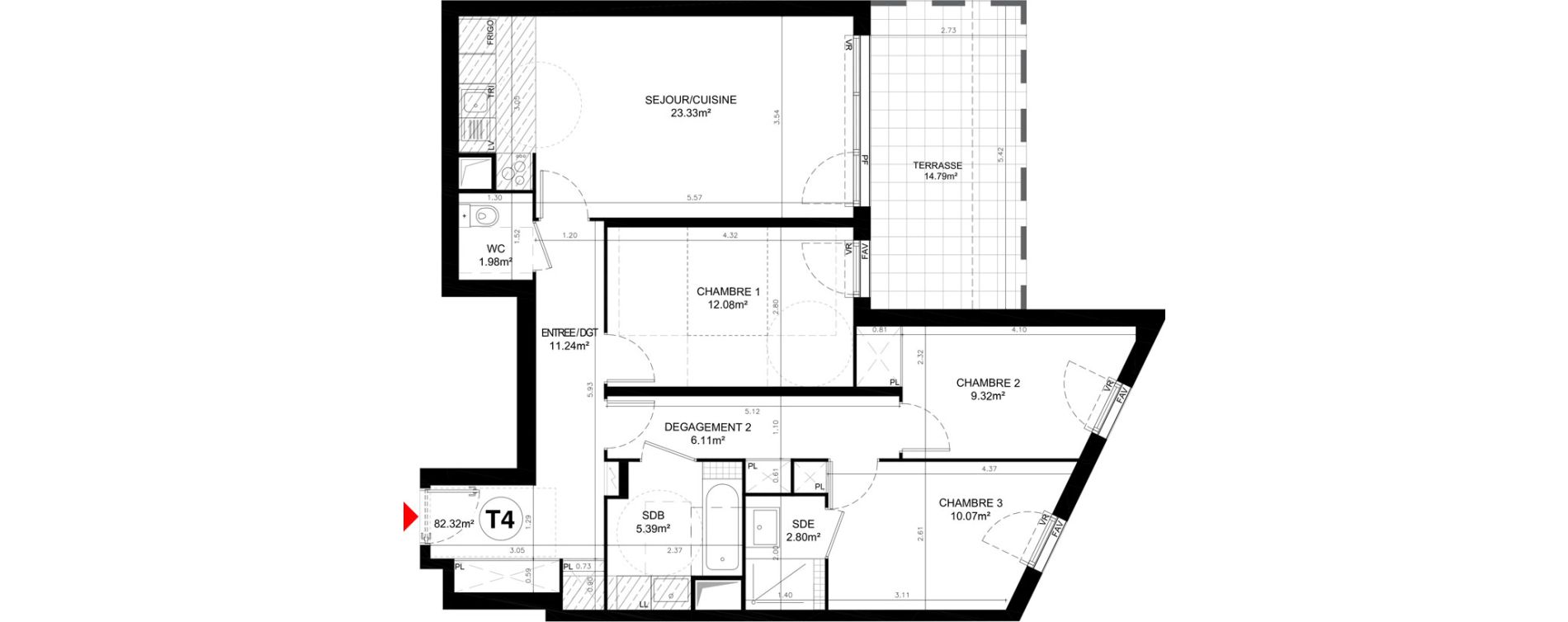 Appartement T4 de 82,32 m2 &agrave; Aulnay-Sous-Bois Centre