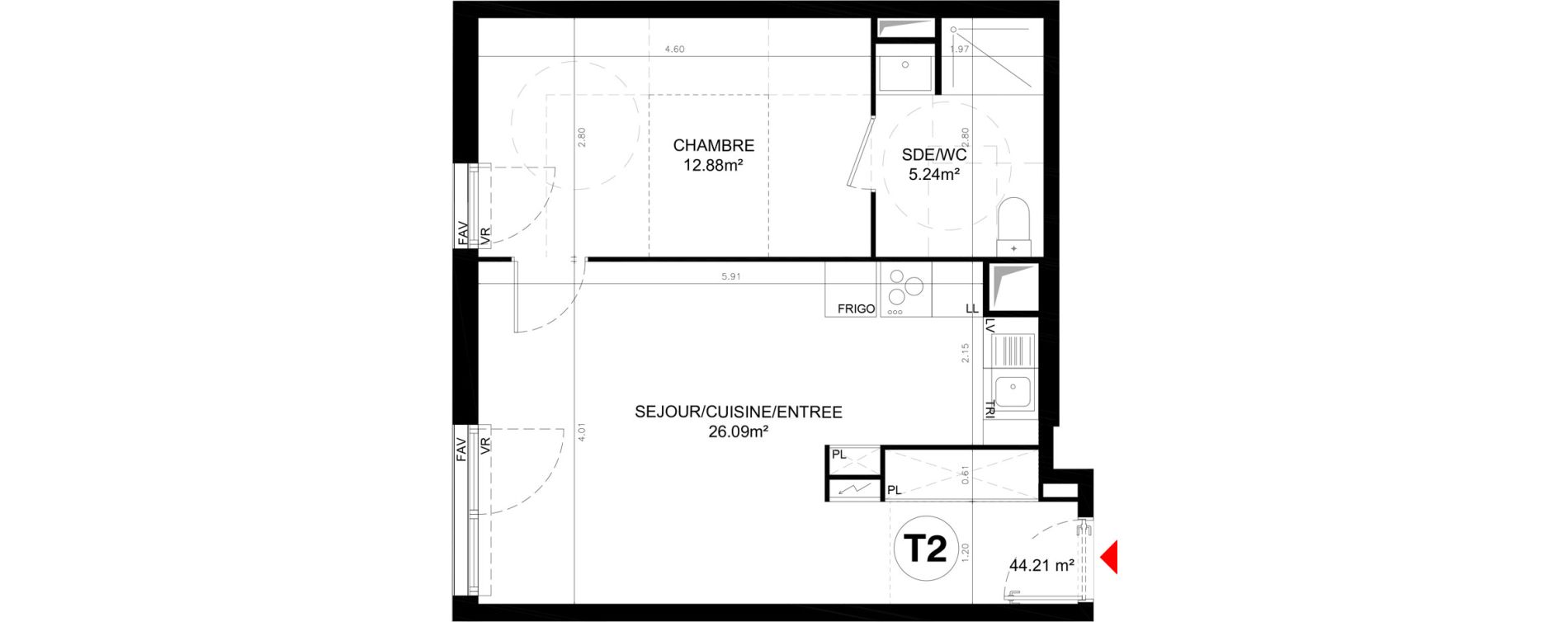 Appartement T2 de 44,21 m2 &agrave; Aulnay-Sous-Bois Centre