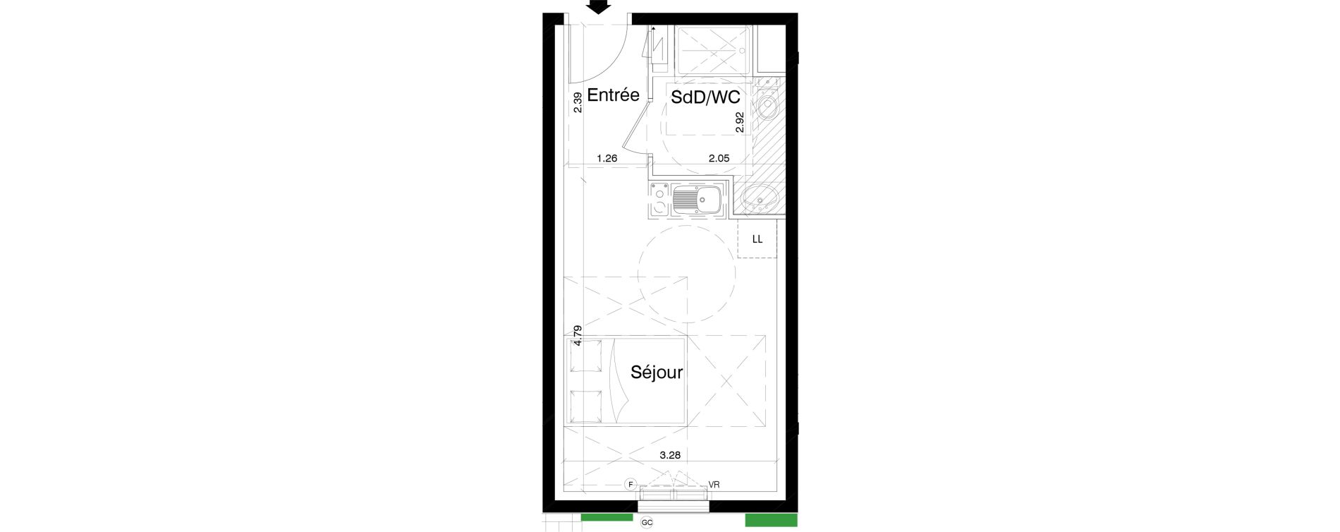 Studio de 22,91 m2 &agrave; Aulnay-Sous-Bois Centre