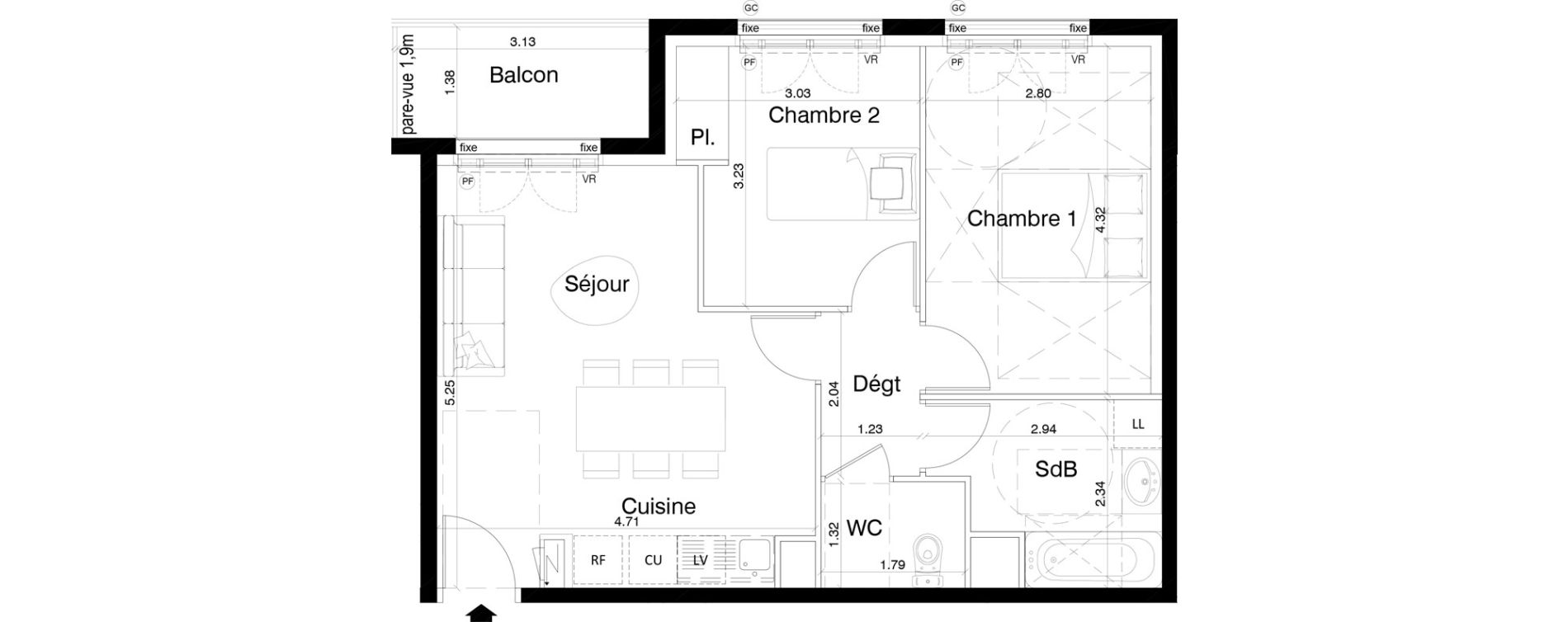 Appartement T3 de 53,20 m2 &agrave; Aulnay-Sous-Bois Centre