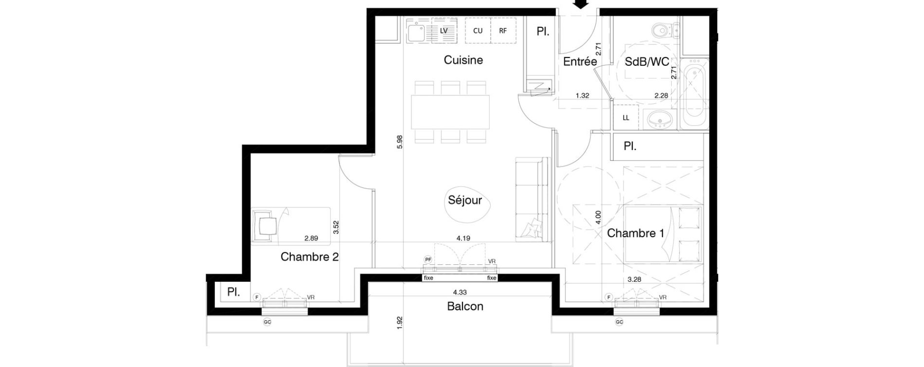 Appartement T3 de 57,52 m2 &agrave; Aulnay-Sous-Bois Centre