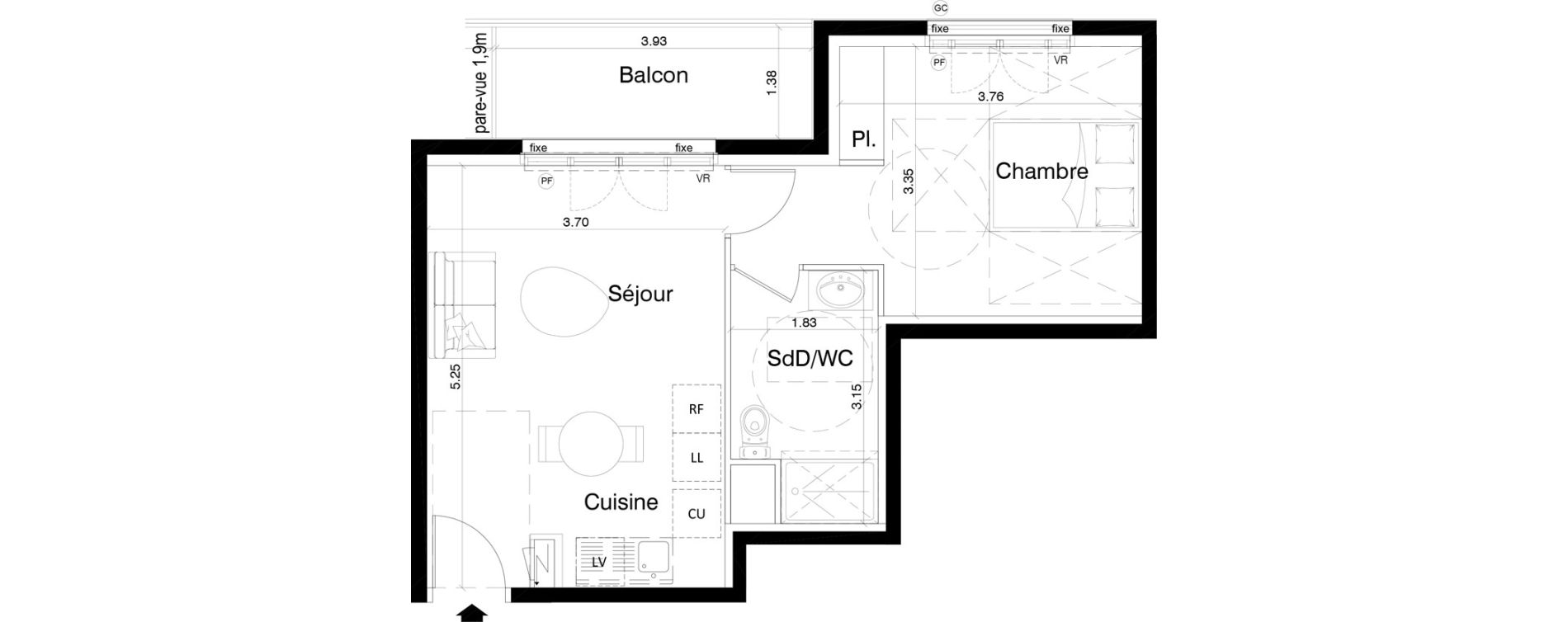 Appartement T2 de 38,31 m2 &agrave; Aulnay-Sous-Bois Centre