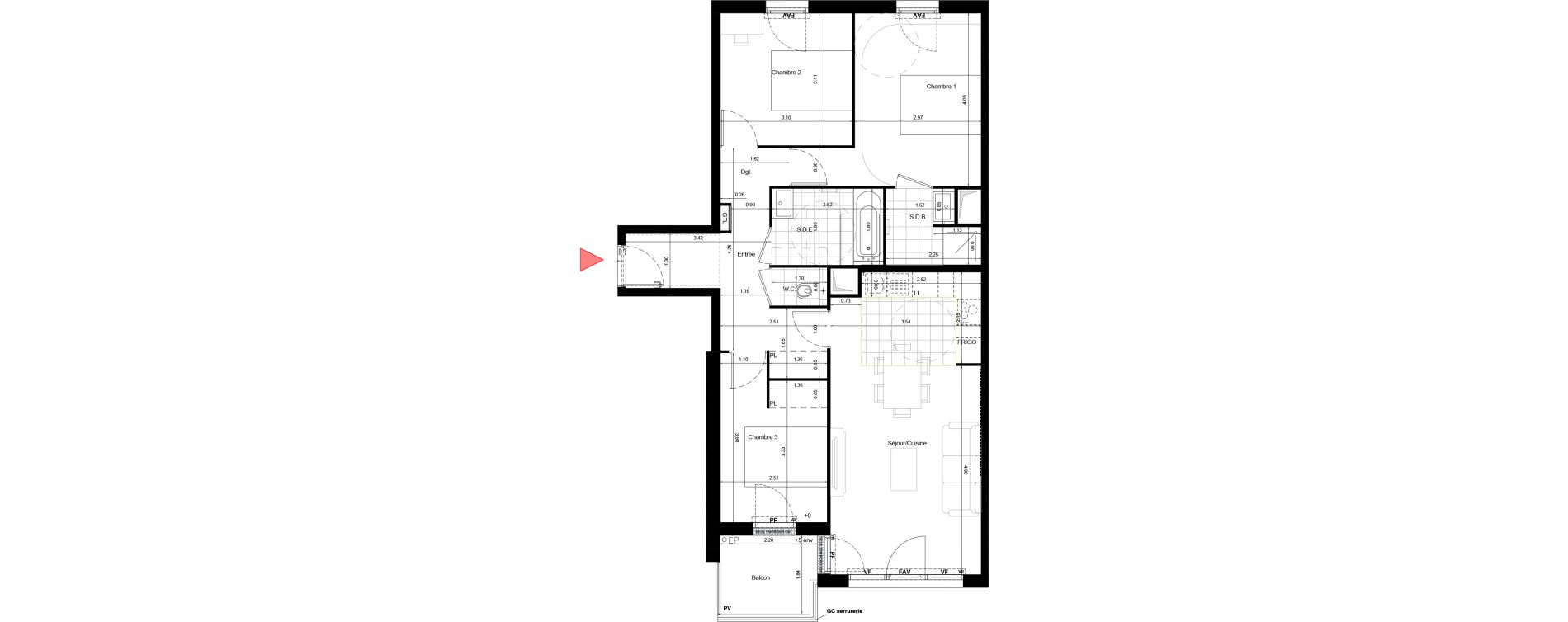 Appartement T4 de 77,00 m2 &agrave; Aulnay-Sous-Bois &eacute;mile zola - gare