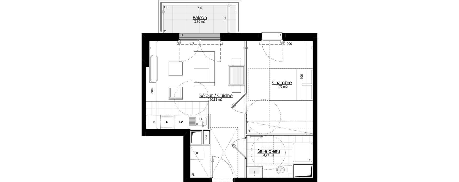 Appartement T2 de 37,39 m2 &agrave; Aulnay-Sous-Bois &eacute;mile zola - gare