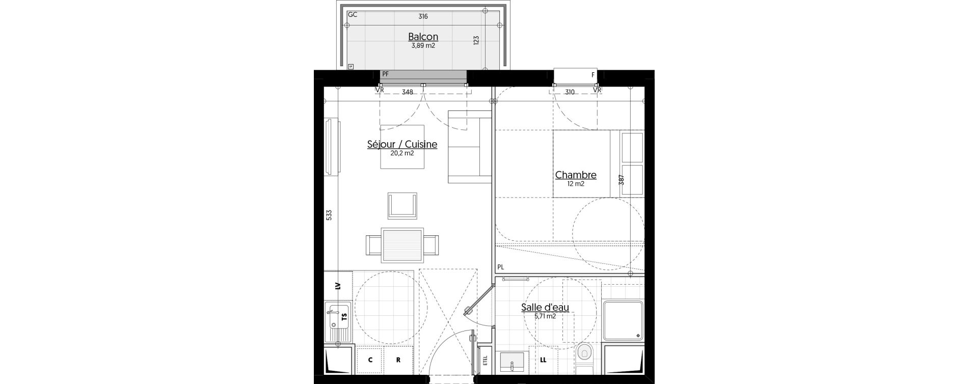 Appartement T2 de 37,90 m2 &agrave; Aulnay-Sous-Bois &eacute;mile zola - gare