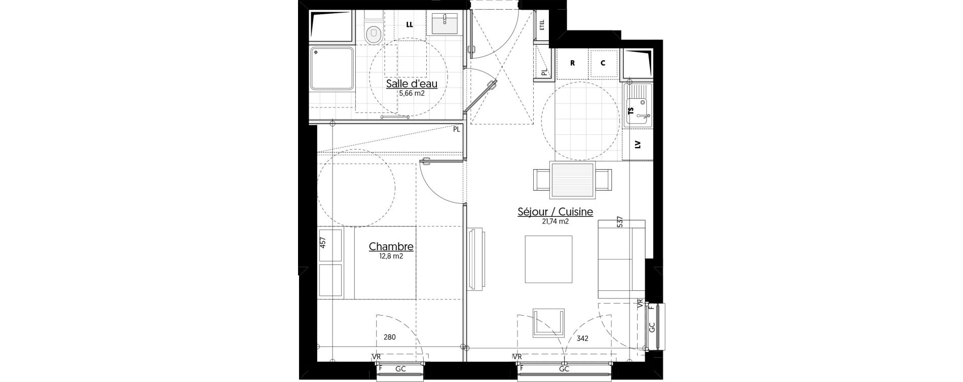 Appartement T2 de 40,20 m2 &agrave; Aulnay-Sous-Bois &eacute;mile zola - gare