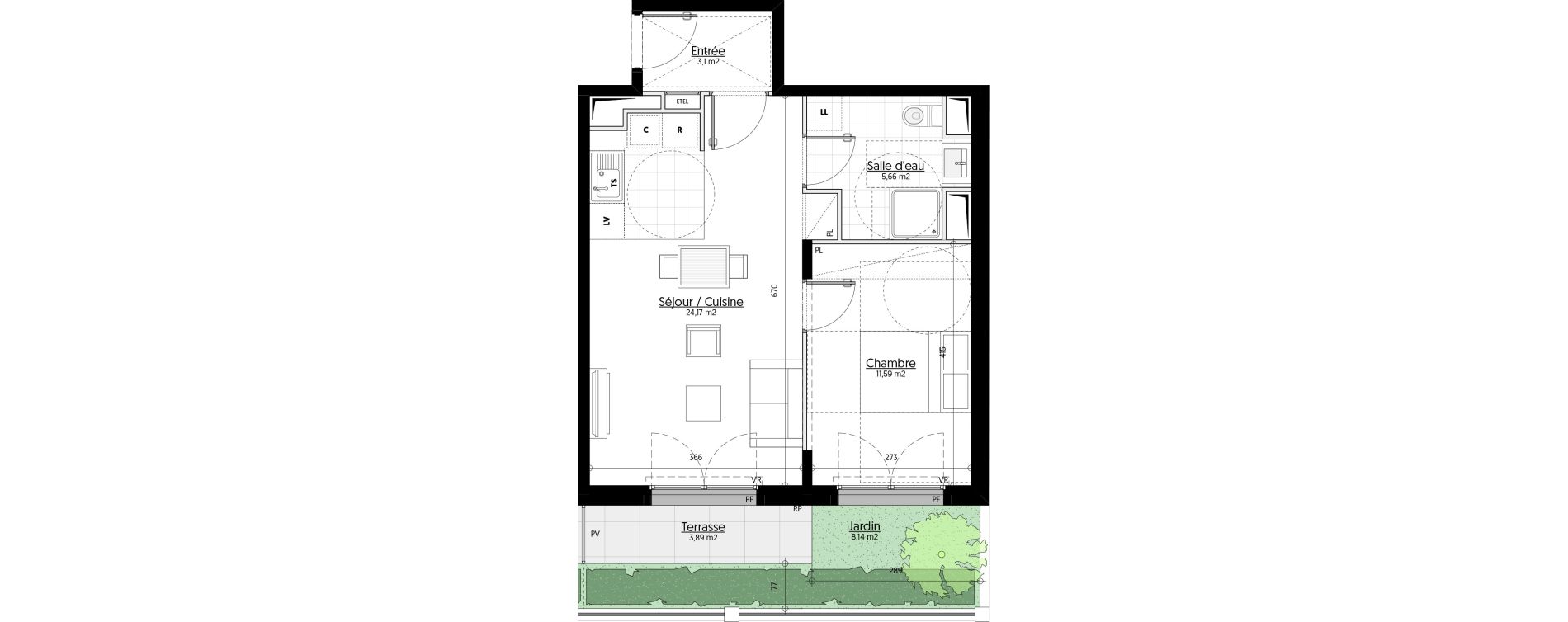 Appartement T2 de 44,52 m2 &agrave; Aulnay-Sous-Bois &eacute;mile zola - gare