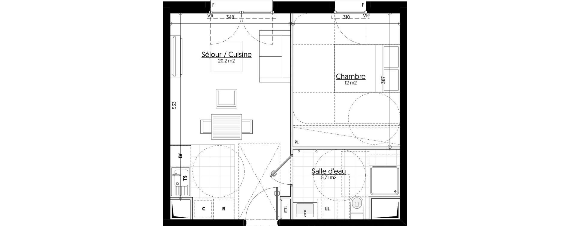 Appartement T2 de 37,91 m2 &agrave; Aulnay-Sous-Bois &eacute;mile zola - gare