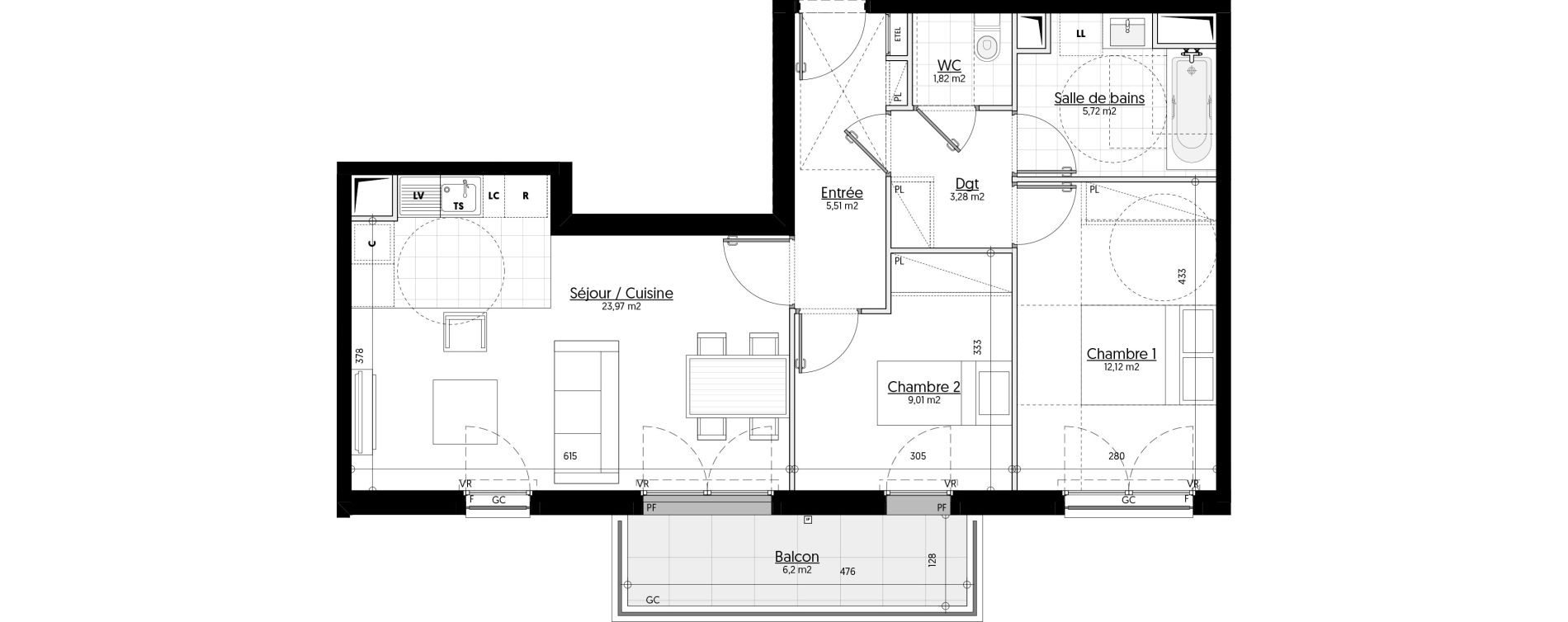 Appartement T3 de 61,43 m2 &agrave; Aulnay-Sous-Bois &eacute;mile zola - gare