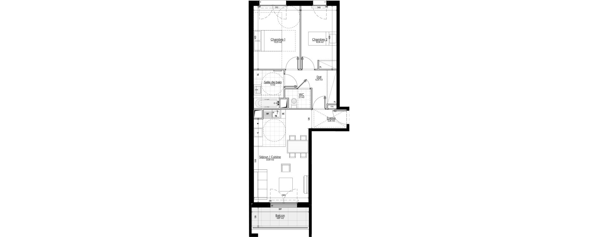 Appartement T3 de 62,59 m2 &agrave; Aulnay-Sous-Bois &eacute;mile zola - gare