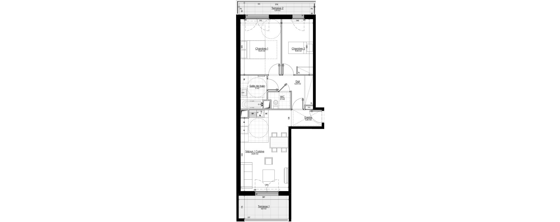 Appartement T3 de 62,59 m2 &agrave; Aulnay-Sous-Bois &eacute;mile zola - gare