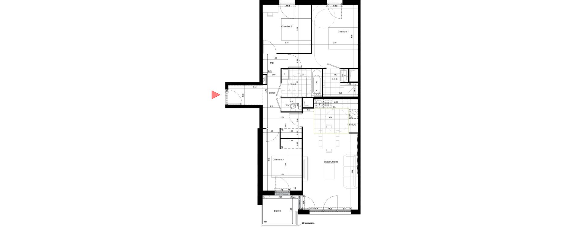 Appartement T4 de 77,00 m2 &agrave; Aulnay-Sous-Bois &eacute;mile zola - gare