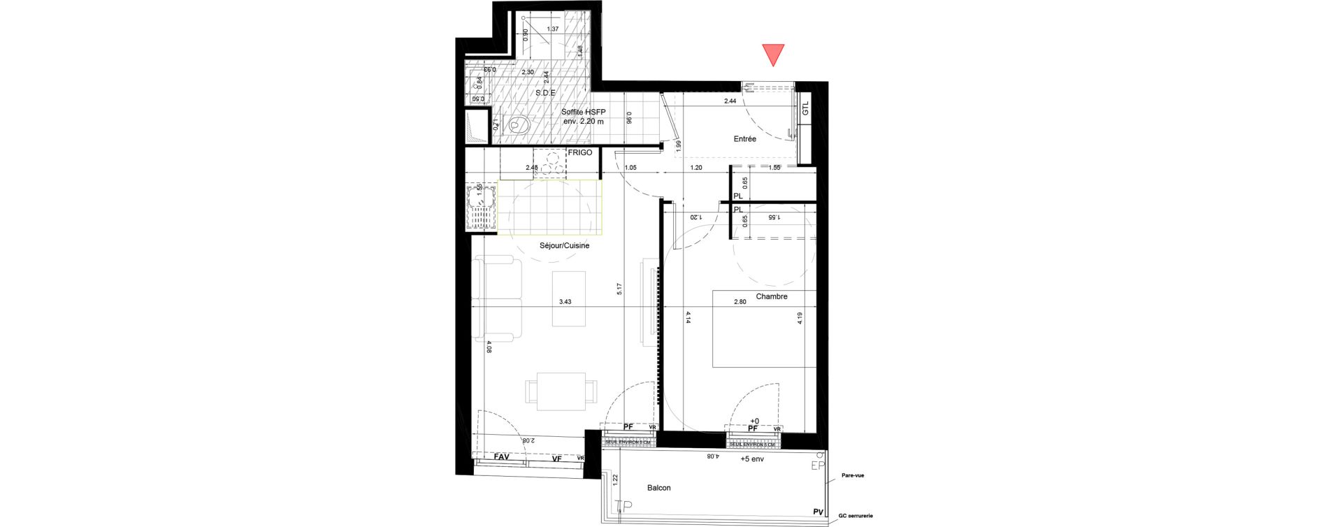 Appartement T2 de 41,40 m2 &agrave; Aulnay-Sous-Bois &eacute;mile zola - gare