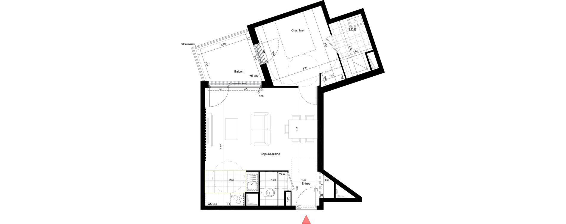 Appartement T2 de 44,60 m2 &agrave; Aulnay-Sous-Bois &eacute;mile zola - gare