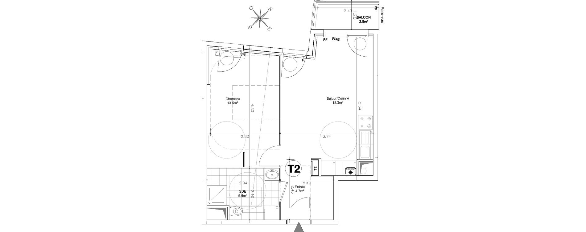 Appartement T2 de 41,70 m2 &agrave; Aulnay-Sous-Bois Ormeteau