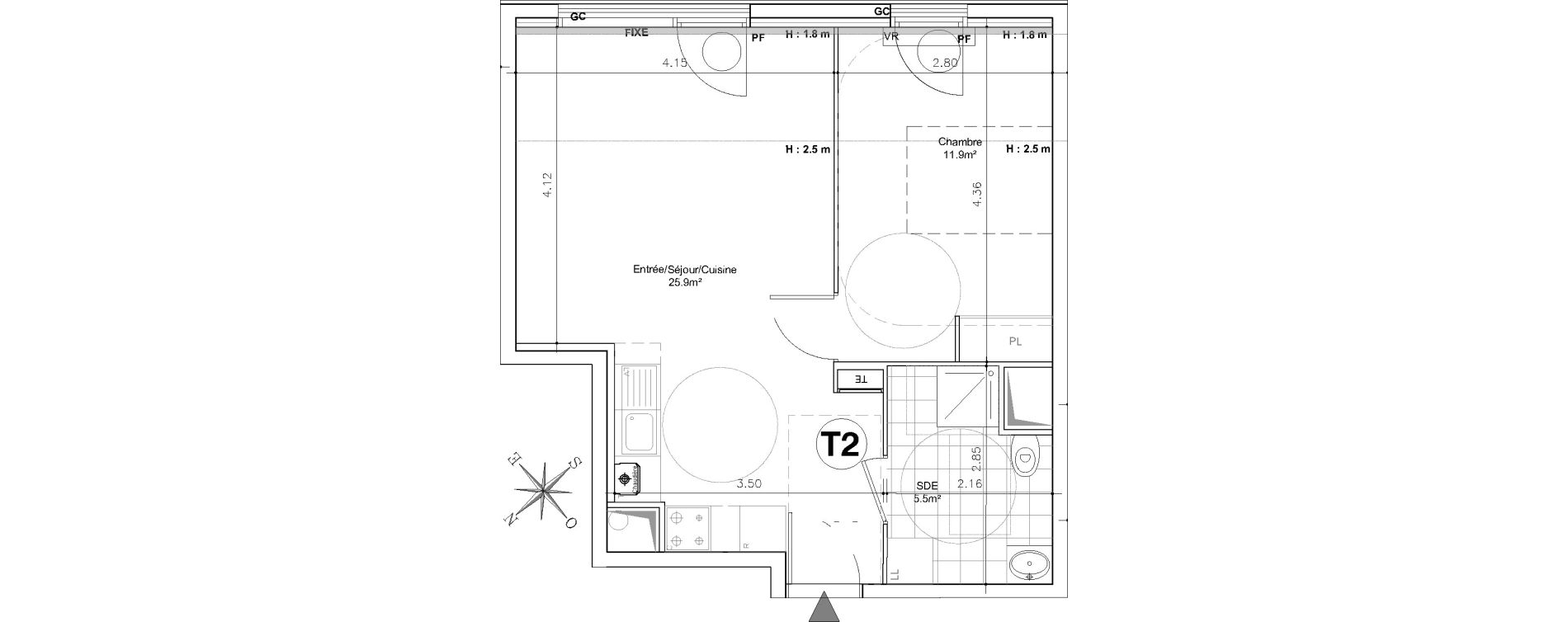 Appartement T2 de 43,40 m2 &agrave; Aulnay-Sous-Bois Ormeteau