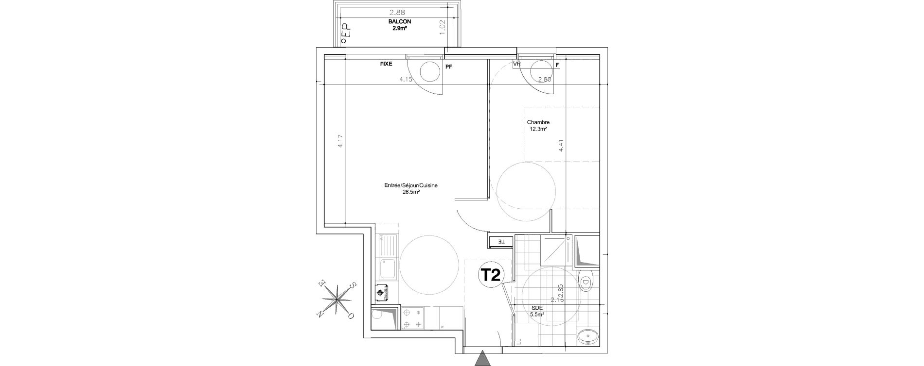 Appartement T2 de 44,40 m2 &agrave; Aulnay-Sous-Bois Ormeteau
