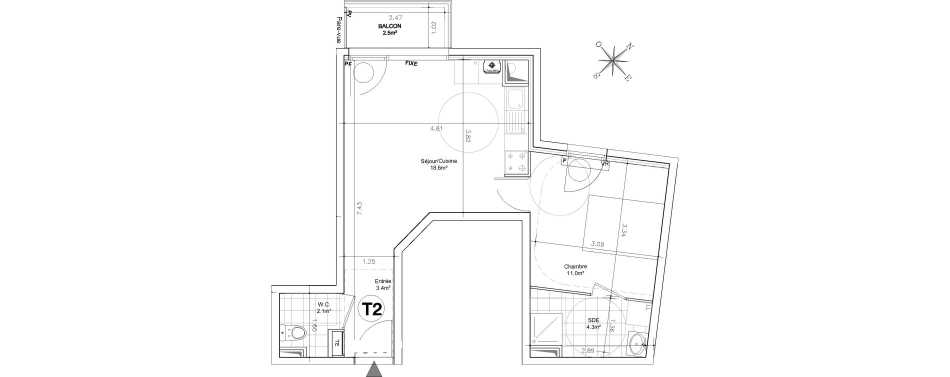 Appartement T2 de 39,40 m2 &agrave; Aulnay-Sous-Bois Ormeteau