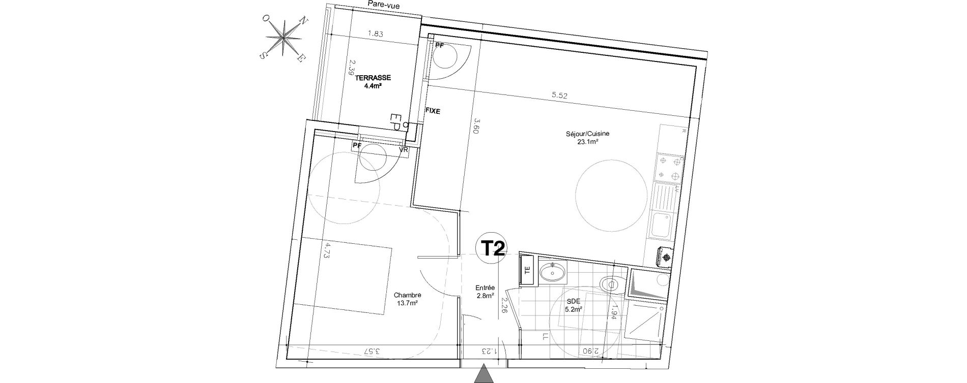 Appartement T2 de 44,80 m2 &agrave; Aulnay-Sous-Bois Ormeteau