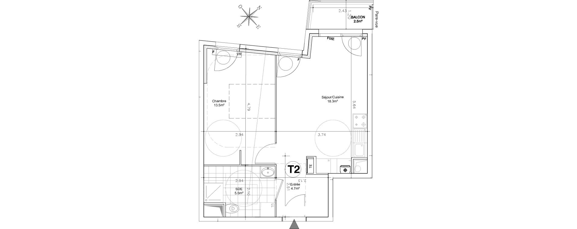 Appartement T2 de 42,10 m2 &agrave; Aulnay-Sous-Bois Ormeteau