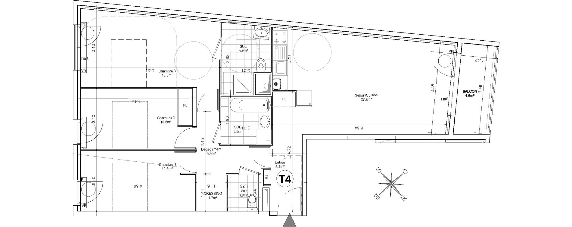Appartement T4 de 86,00 m2 &agrave; Aulnay-Sous-Bois Ormeteau