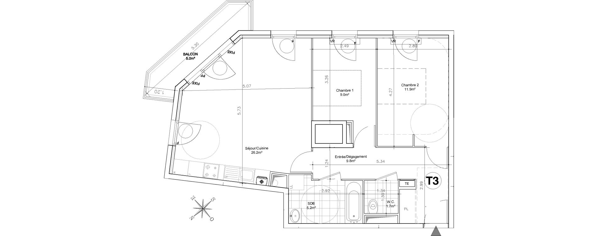 Appartement T3 de 63,80 m2 &agrave; Aulnay-Sous-Bois Ormeteau