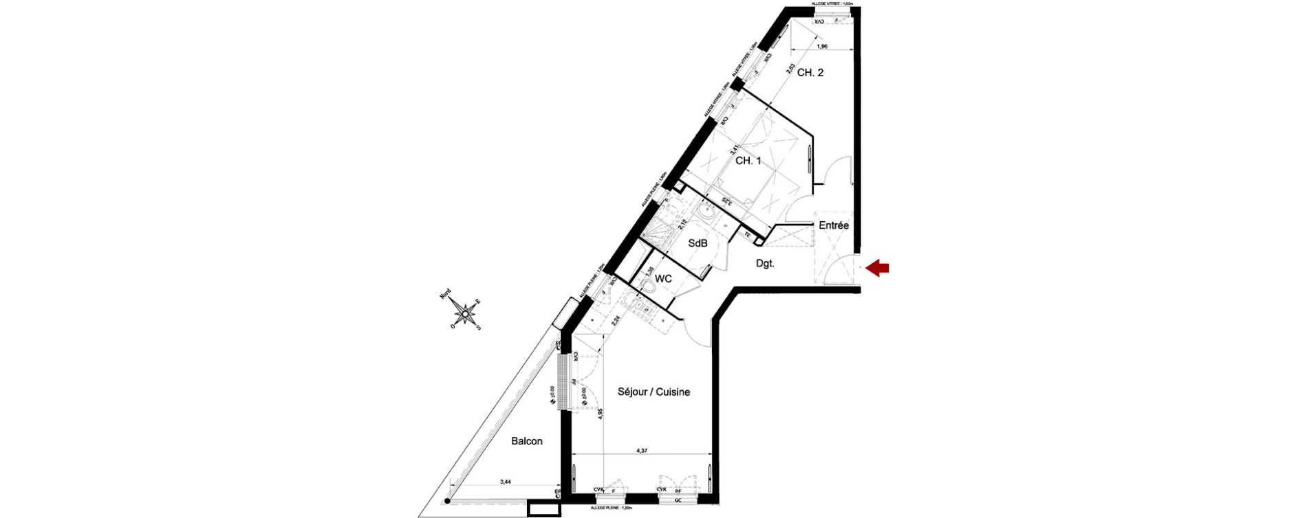 Appartement T3 de 65,79 m2 &agrave; Aulnay-Sous-Bois Centre