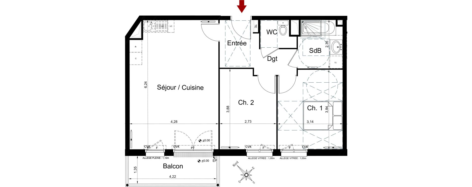 Appartement T3 de 60,62 m2 &agrave; Aulnay-Sous-Bois Centre